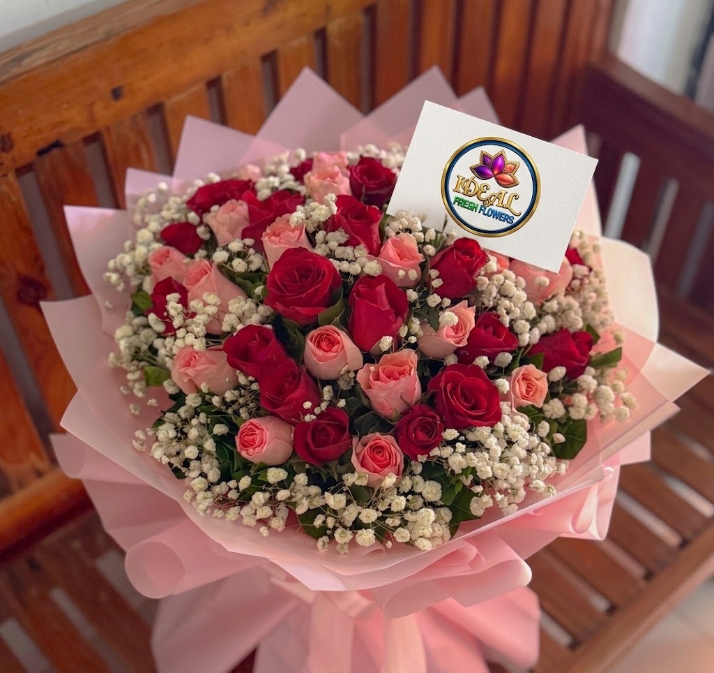 1 Red and Pink Rose Bouquet with Baby's Breath by Ideal Fresh Flower - Image 1