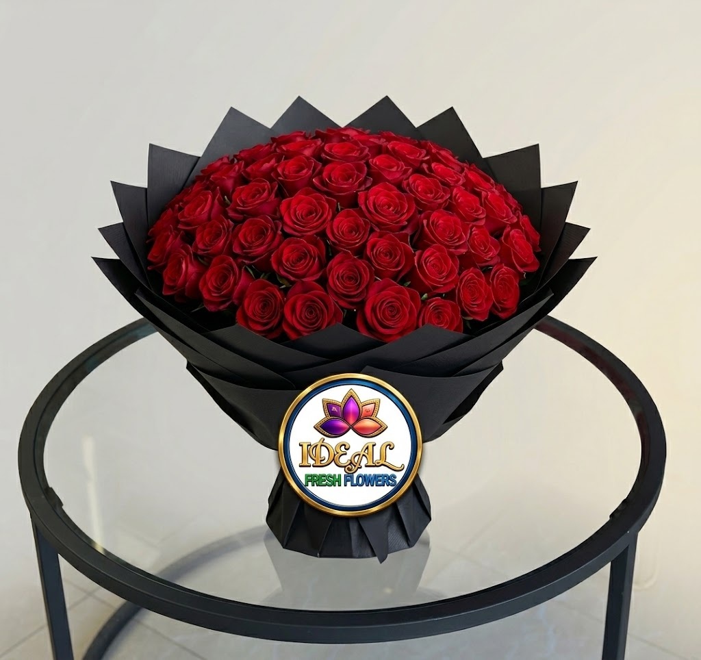 17 Premium Red Rose Bouquet in Black Wrapping by Ideal Fresh Flower - Image 1