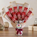 KitKat Chocolate Bouquet with Burgundy Ribbon by Ideal Fresh Flower