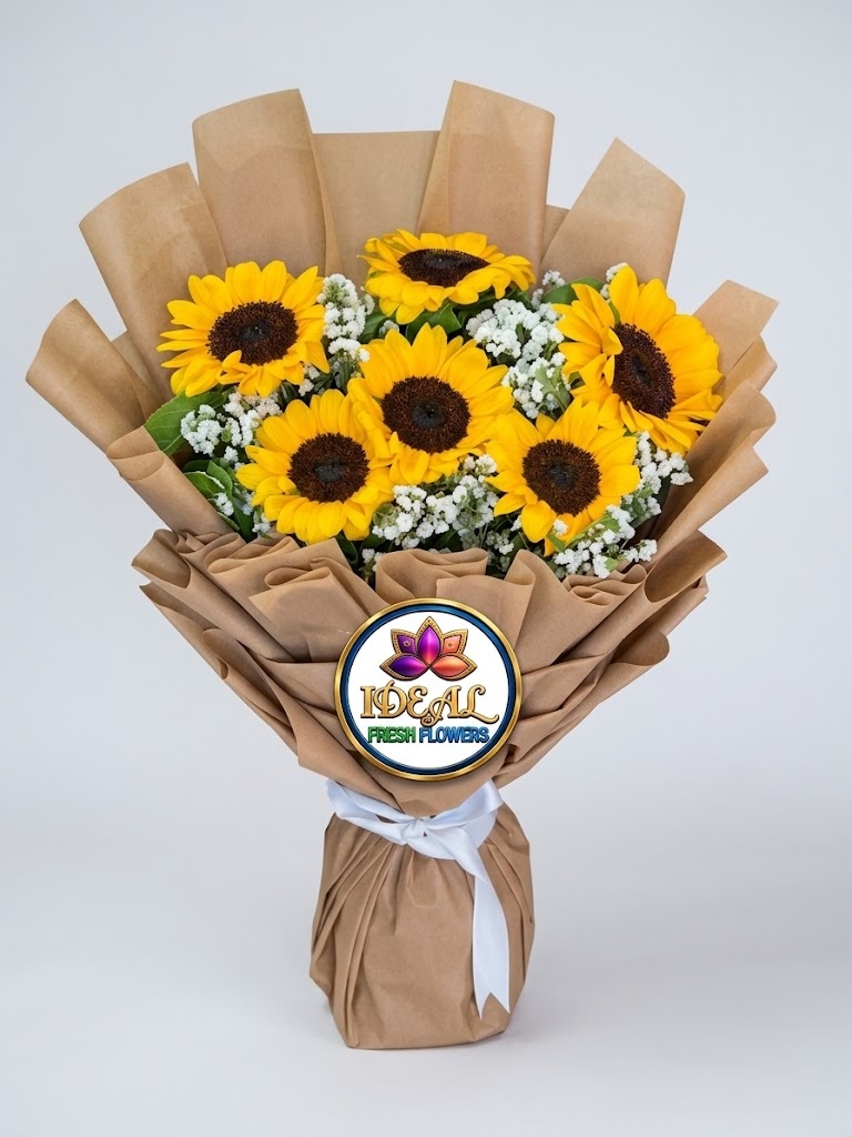 3 Sunflower Bouquet with Baby's Breath in Kraft Wrapping by Ideal Fresh Flower - Image 1
