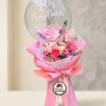 Birthday Balloon Flower Bouquet in Pink Wrapping by Ideal Fresh Flower
