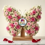 Butterfly-Shaped Rose Arrangement in Pink and Cream by Ideal Fresh Flower