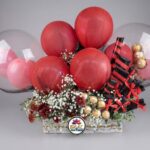Red Balloon, Rose and Chocolate Gift Basket by Ideal Fresh Flower