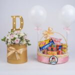 Snack Basket and Flower Box Gift Set with Initial Letter by Ideal Fresh Flower