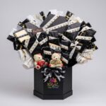 Luxury Black and Gold Chocolate Bar Bouquet with Teddy Bears by Ideal Fresh Flower