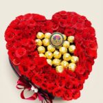 Heart-Shaped Red Rose and Chocolate Box by Ideal Fresh Flower