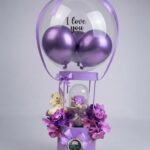 I Love You Balloon Flower Box with Purple Flowers by Ideal Fresh Flower